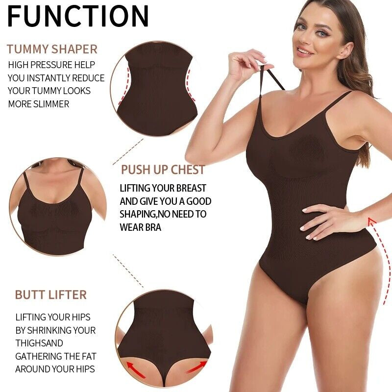 Women Sculpting Bodysuit Tummy Control Seamless Thong Shapewear Full Body Shaper
