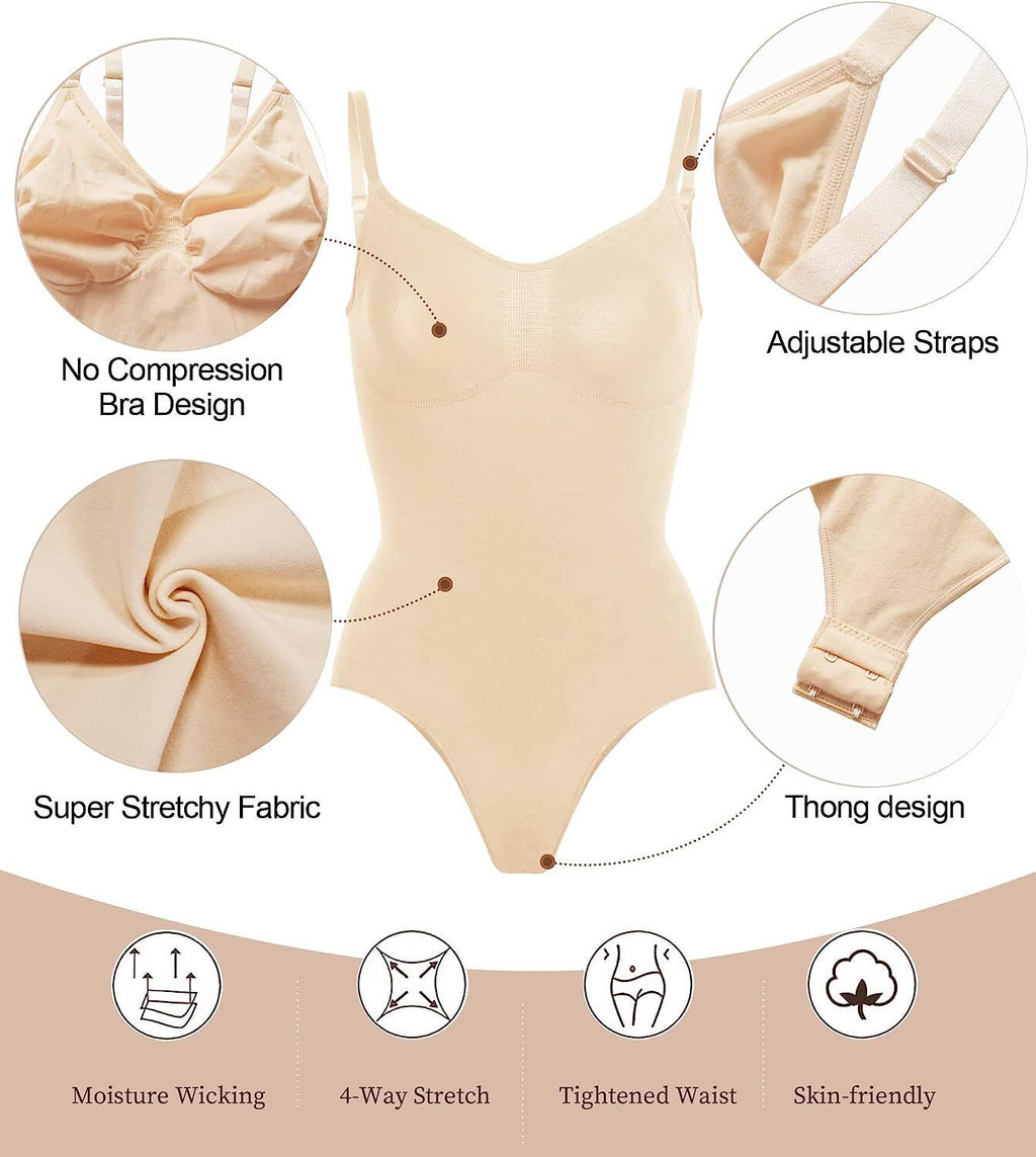 Women Sculpting Bodysuit Tummy Control Seamless Thong Shapewear Full Body Shaper