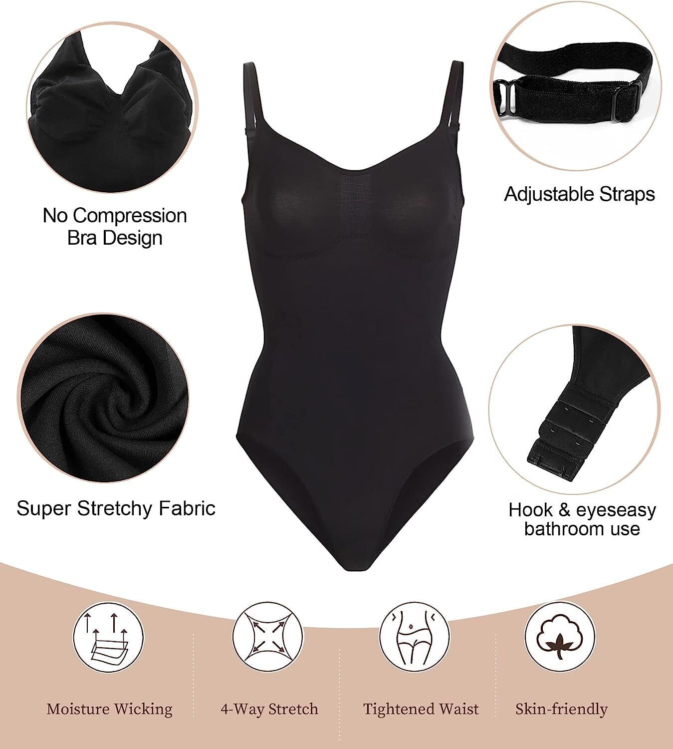 Women Sculpting Bodysuit Tummy Control Seamless Thong Shapewear Full Body Shaper